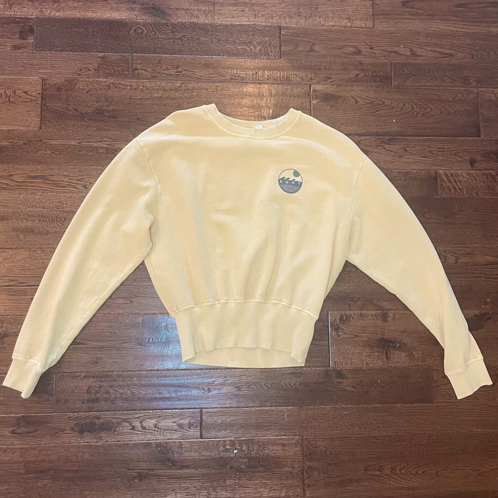 Light Yellow Roxy 1990 Crop Sweatshirt in Size Small